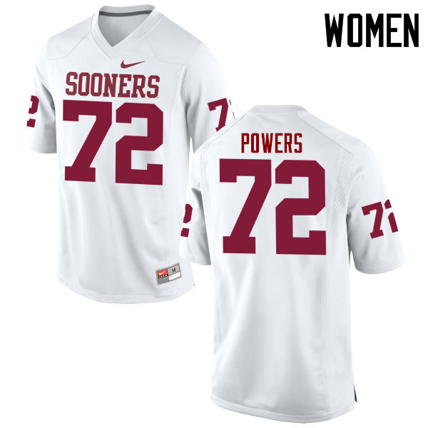 Women Oklahoma Sooners #72 Ben Powers College Football Jerseys Game-White